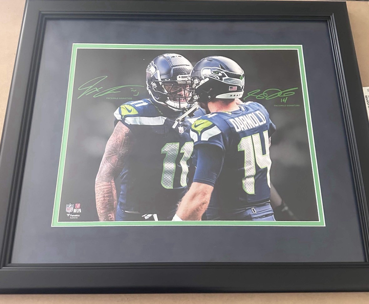 Sam Darnold & Jaxon Smith-Njigba Seahawks Facsimile Signature Framed Photograph