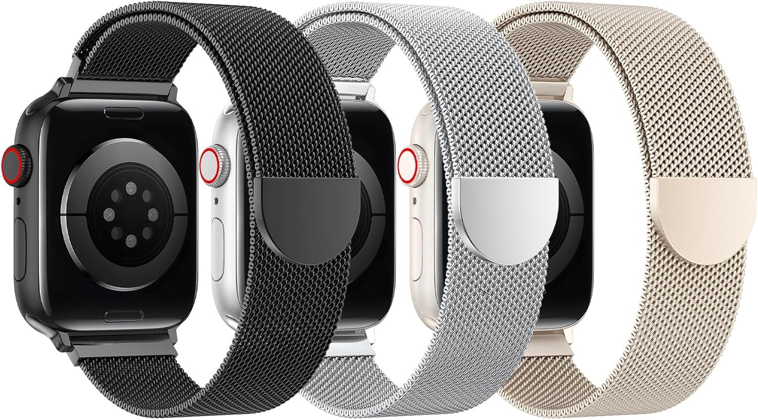 3 Pack Stainless Steel Mesh Loop Strap Compatible with Apple Watch 40mm 41mm