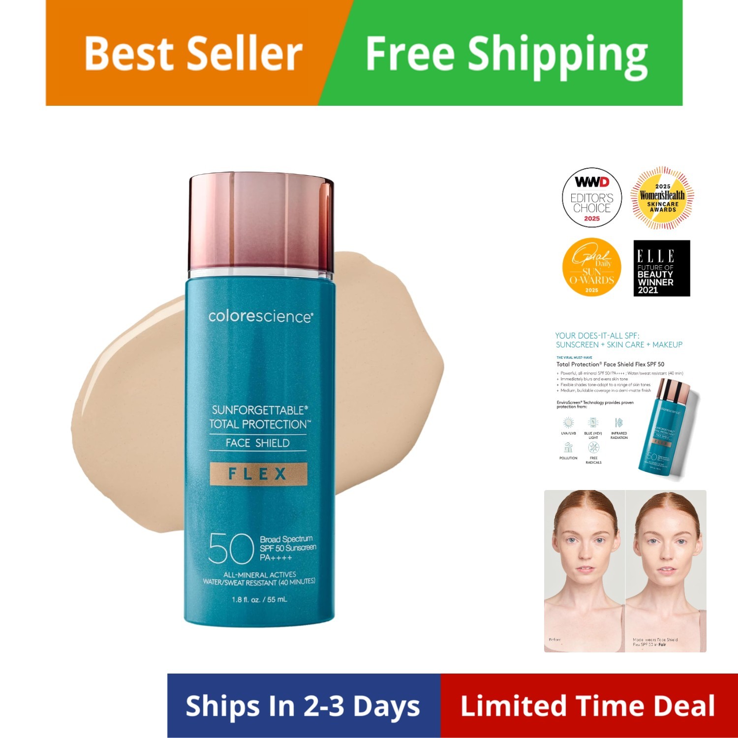 Total Protection Face Shield Flex SPF 50, 1.8 fl. oz.