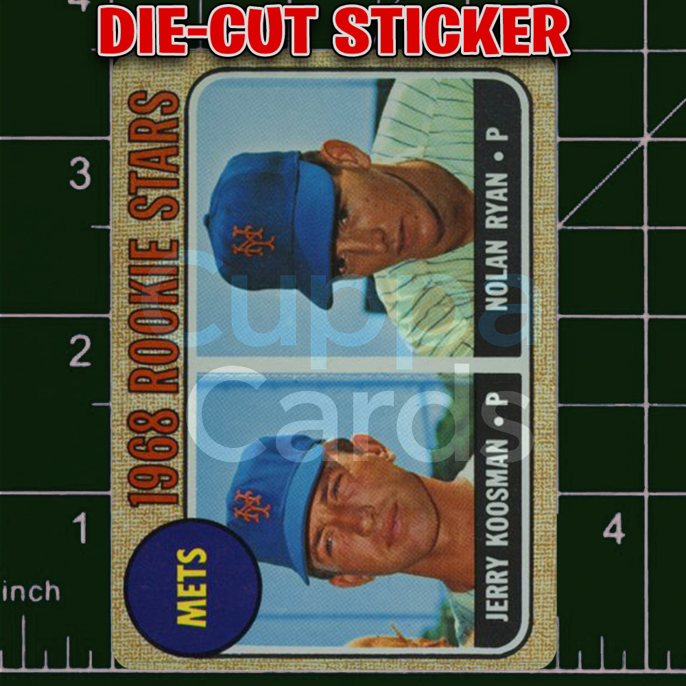 Nolan Ryan, 1968 Topps Baseball Rookie Card RC #177 | Die-Cut Replica Sticker