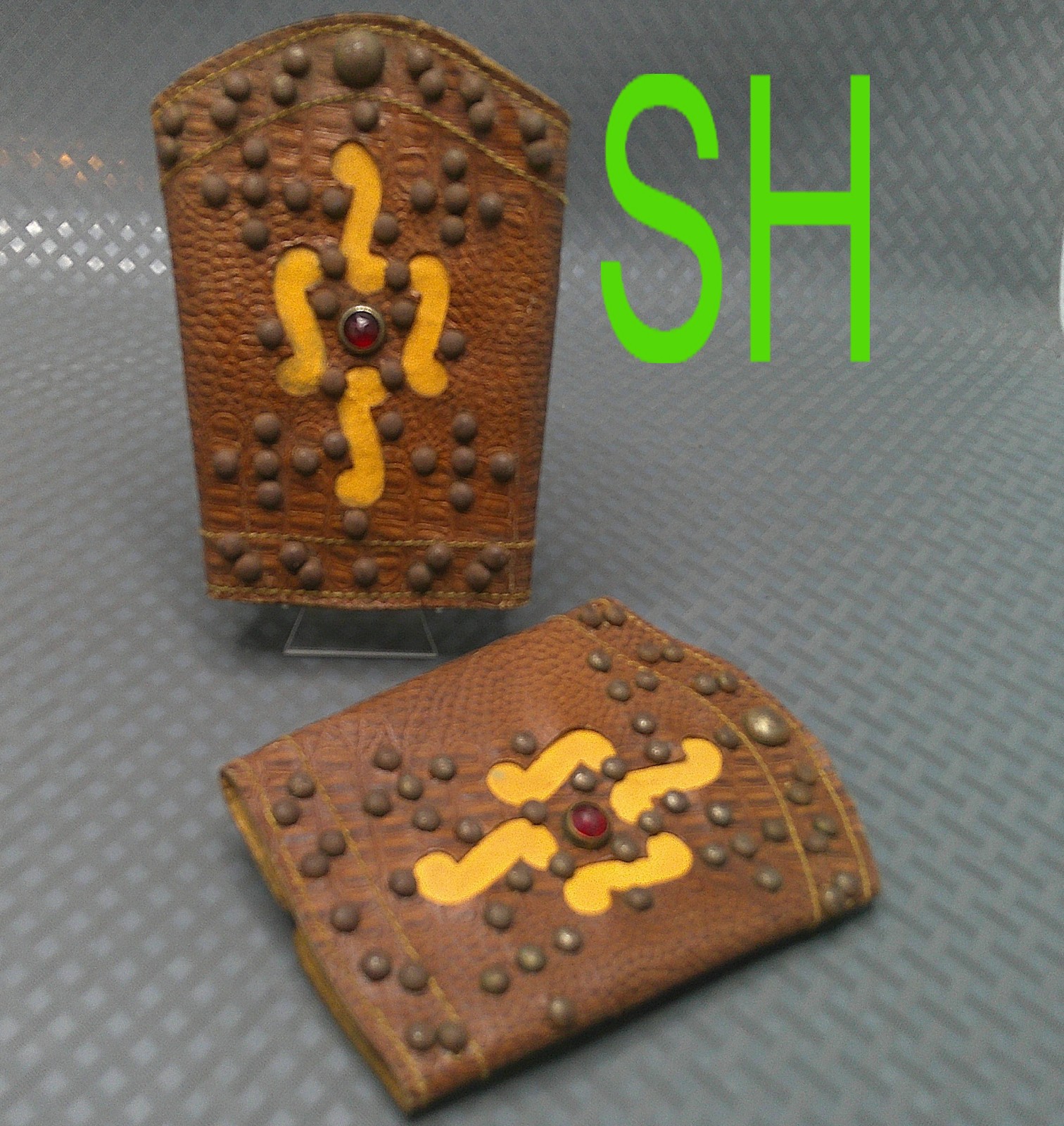 Vintage 1950s Western Cowboy Toy Wrist Cuffs Gauntlets Bracers Steampunk Leather