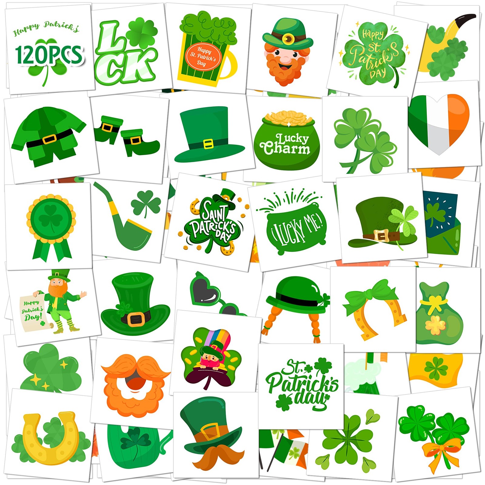 St. Patrick's Day Temporary Tattoos for Kids & Adults, 120 Irish Green 