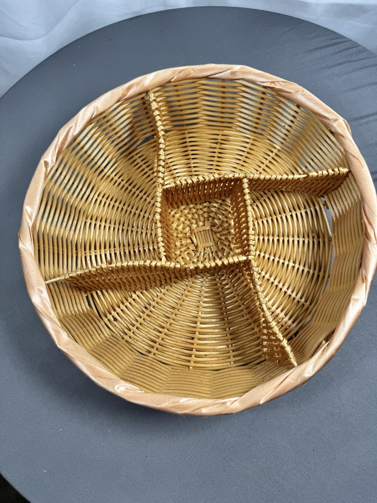 Woven Organizer Vintage Basket Storage Bin Rattan Divider Home Decor Boho 10"