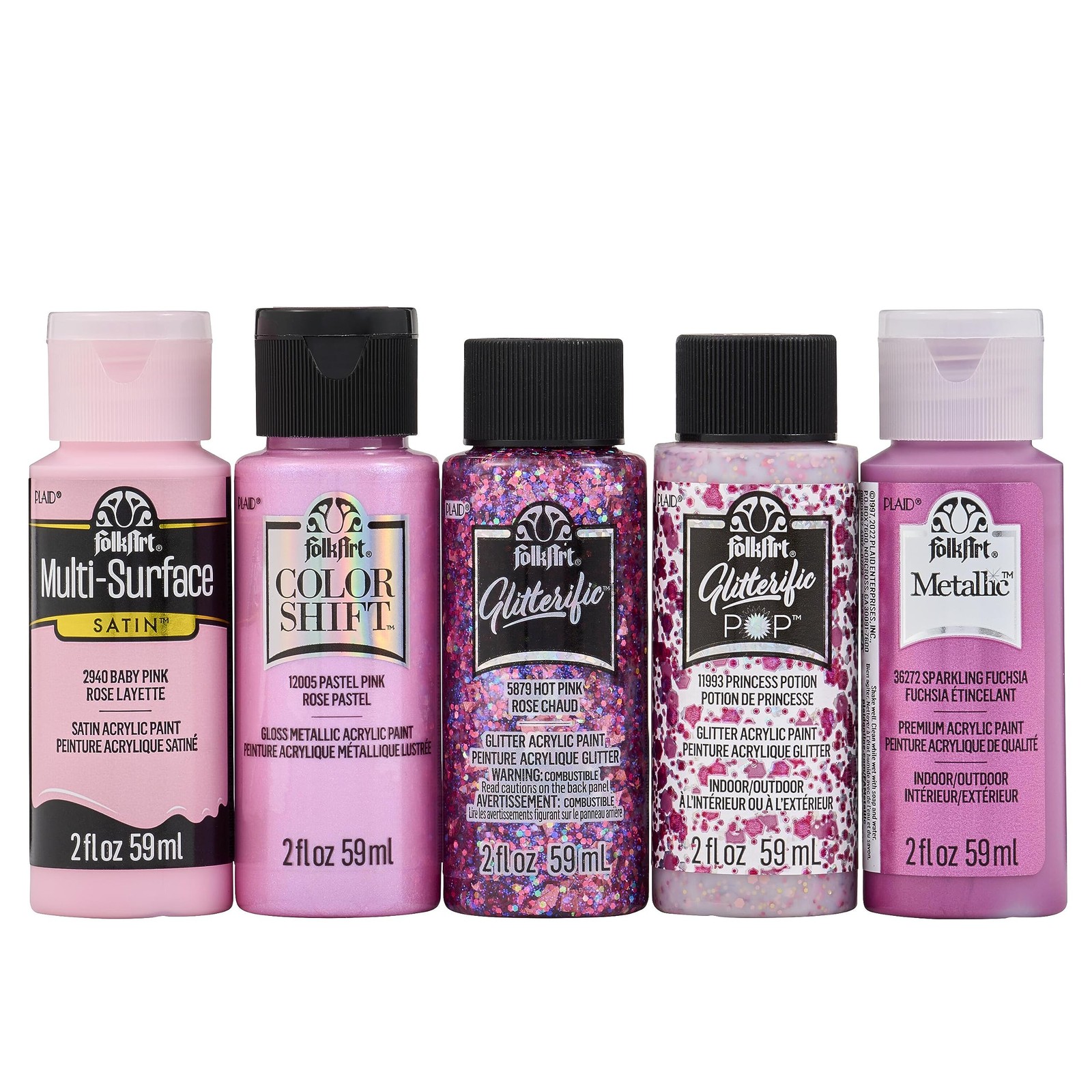 FolkArt Best of Pinks Acrylic Craft Paint Set 5 Premium Pink Colors 96424