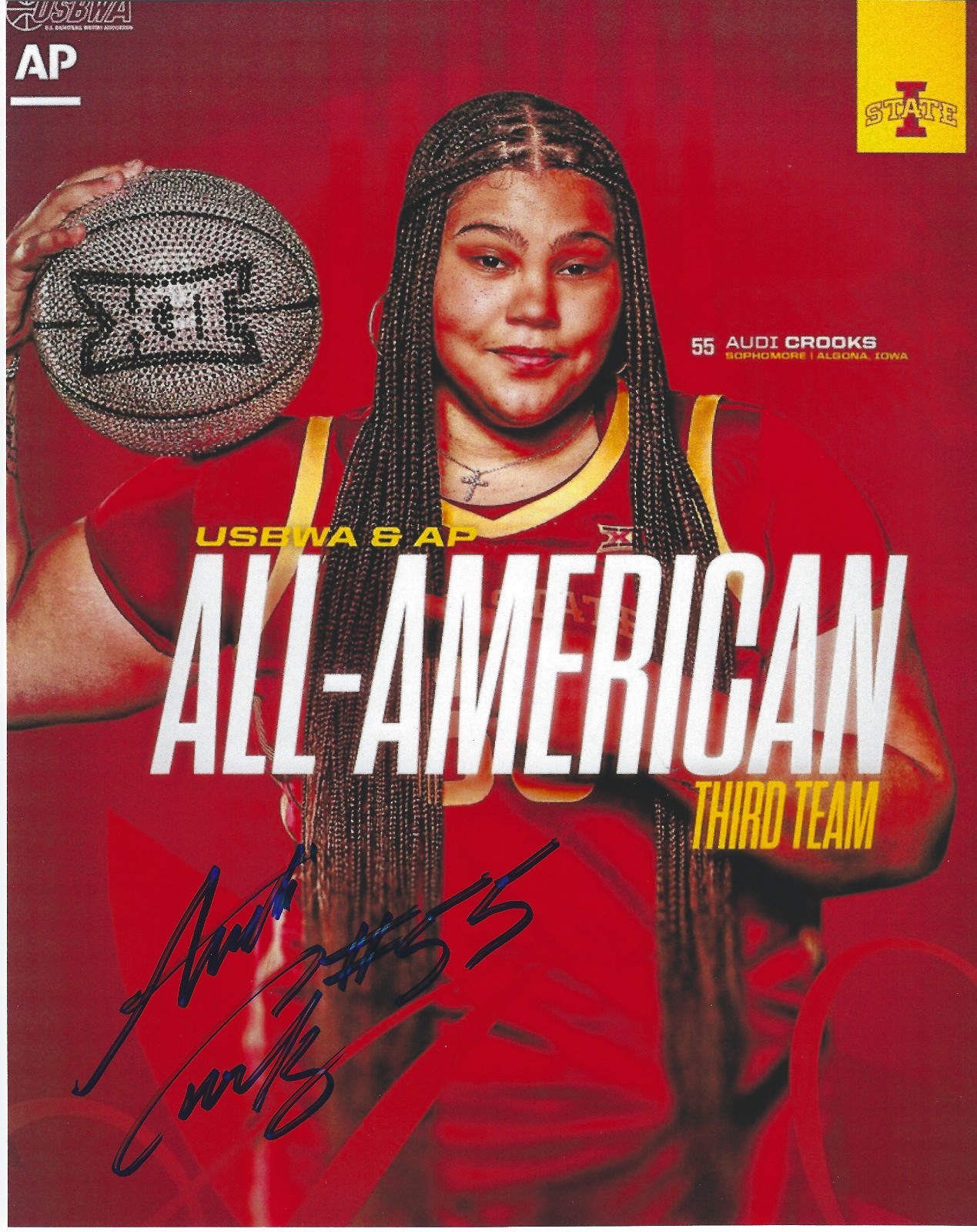 AUDI CROOKS Signed 8.5 x 11 Photo Signed REPRINT Basketball IOWA STATE CYLONES