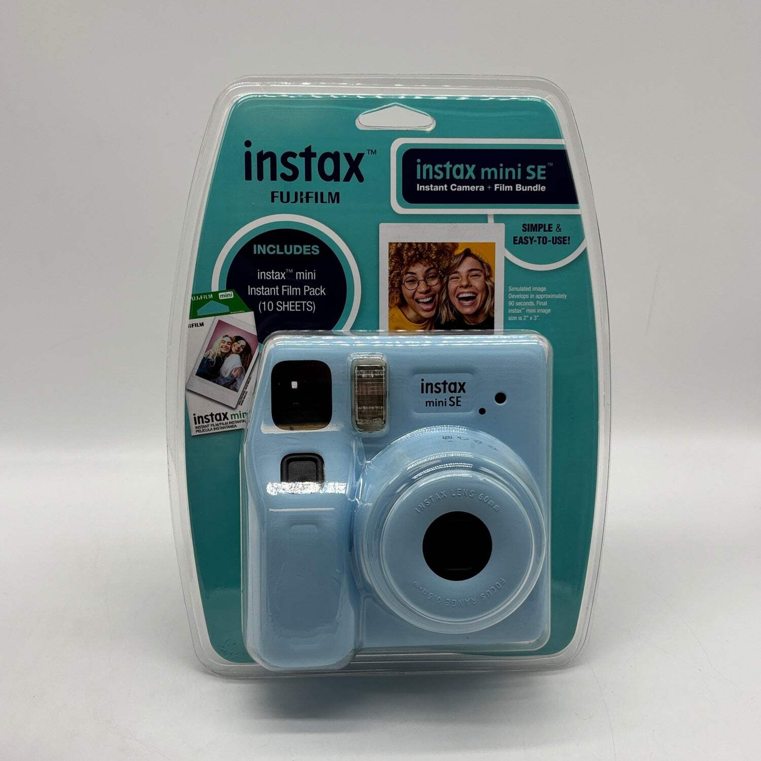 New Fujifilm Instax Mini SE Instant Film Camera + Film Bundle Blue Blister