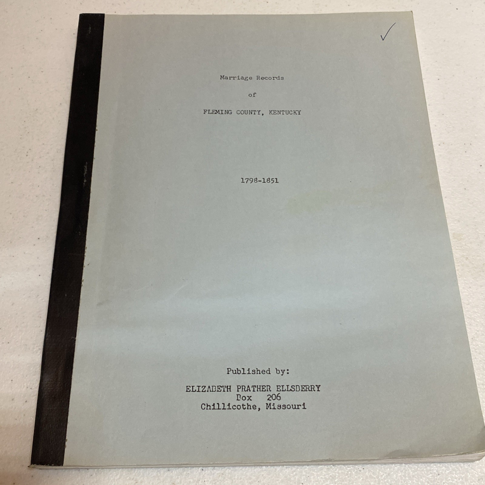 Fleming  County Kentucky Marriage Records 1798-1851