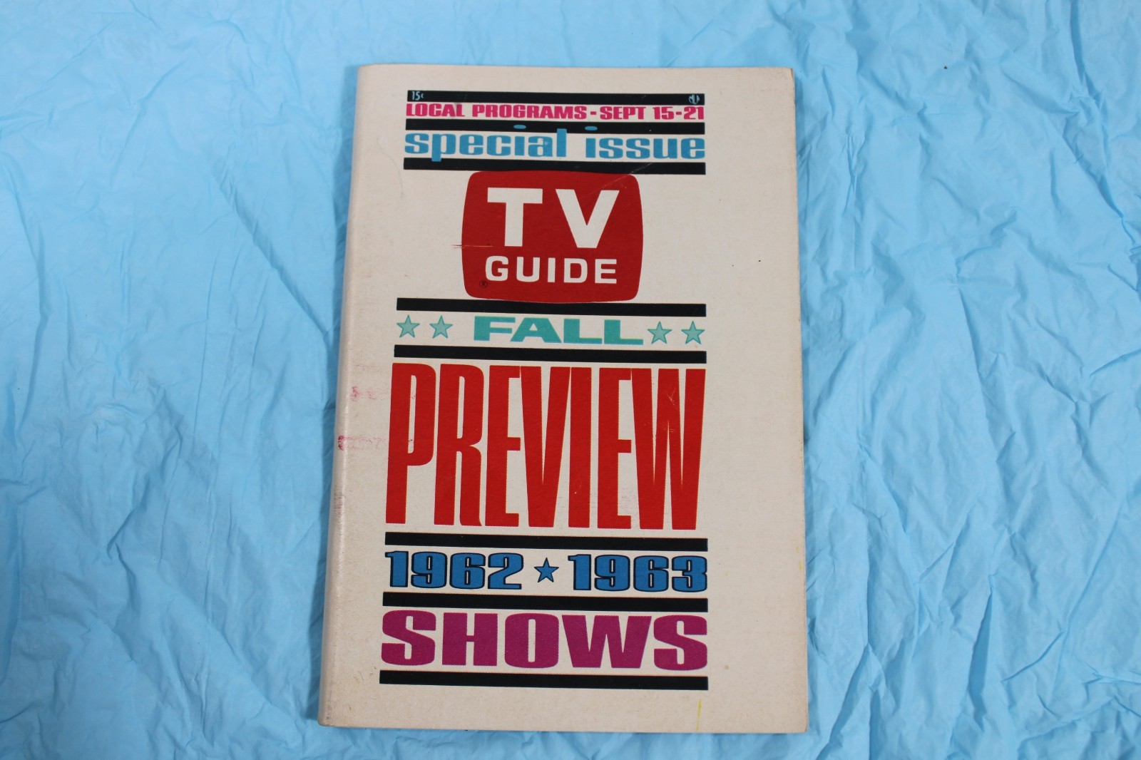 1962- 1963 TV Guide Sept 15-21 #494 Michigan Fall Preview Special Issue No Label