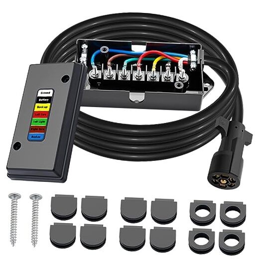  7 Way Trailer Wiring Harness Kit 8 FT Trailer Cord with 7 Pin Trailer 8 ft