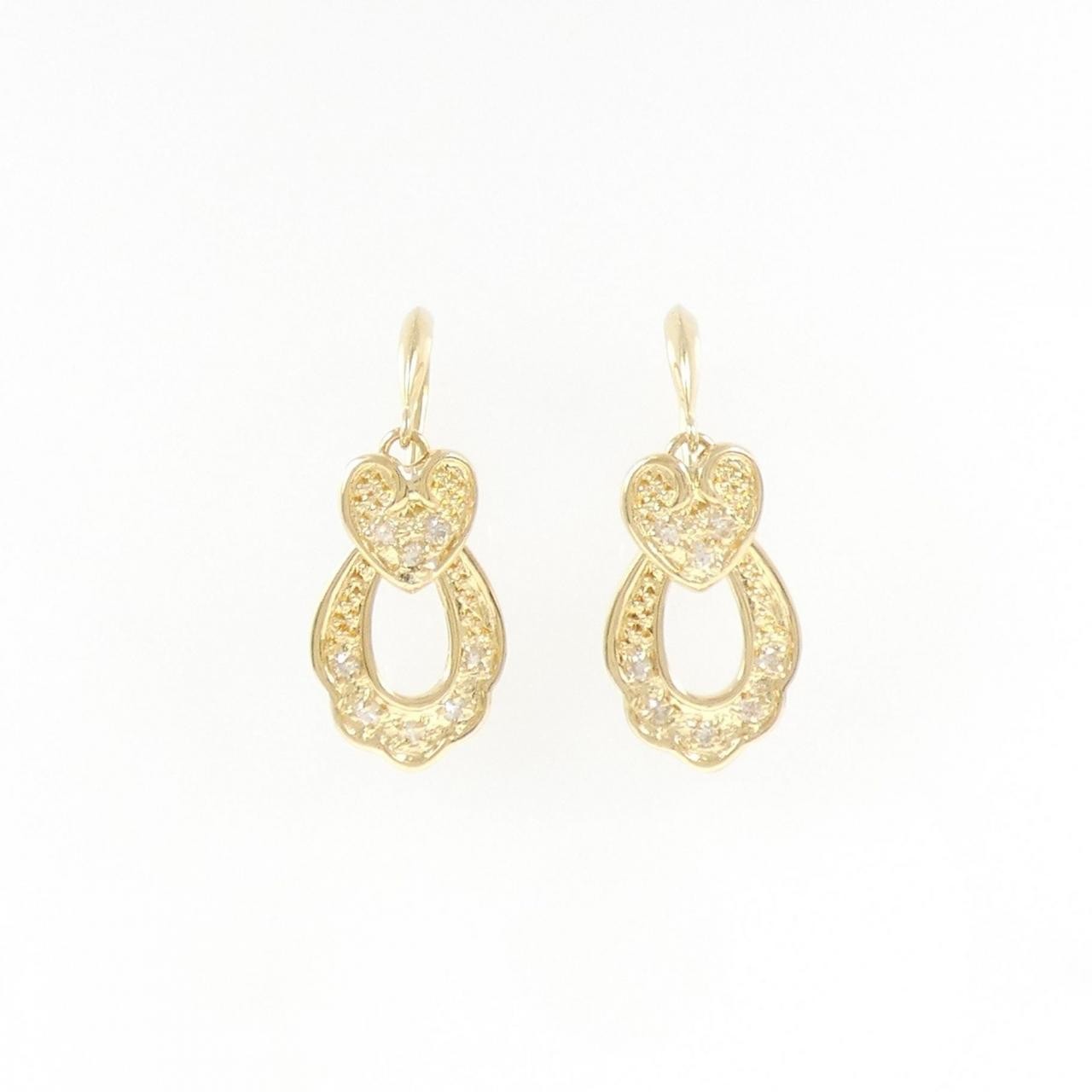 Authentic K18YG Heart Diamond Pierce 0.18CT #260-004-452-8591