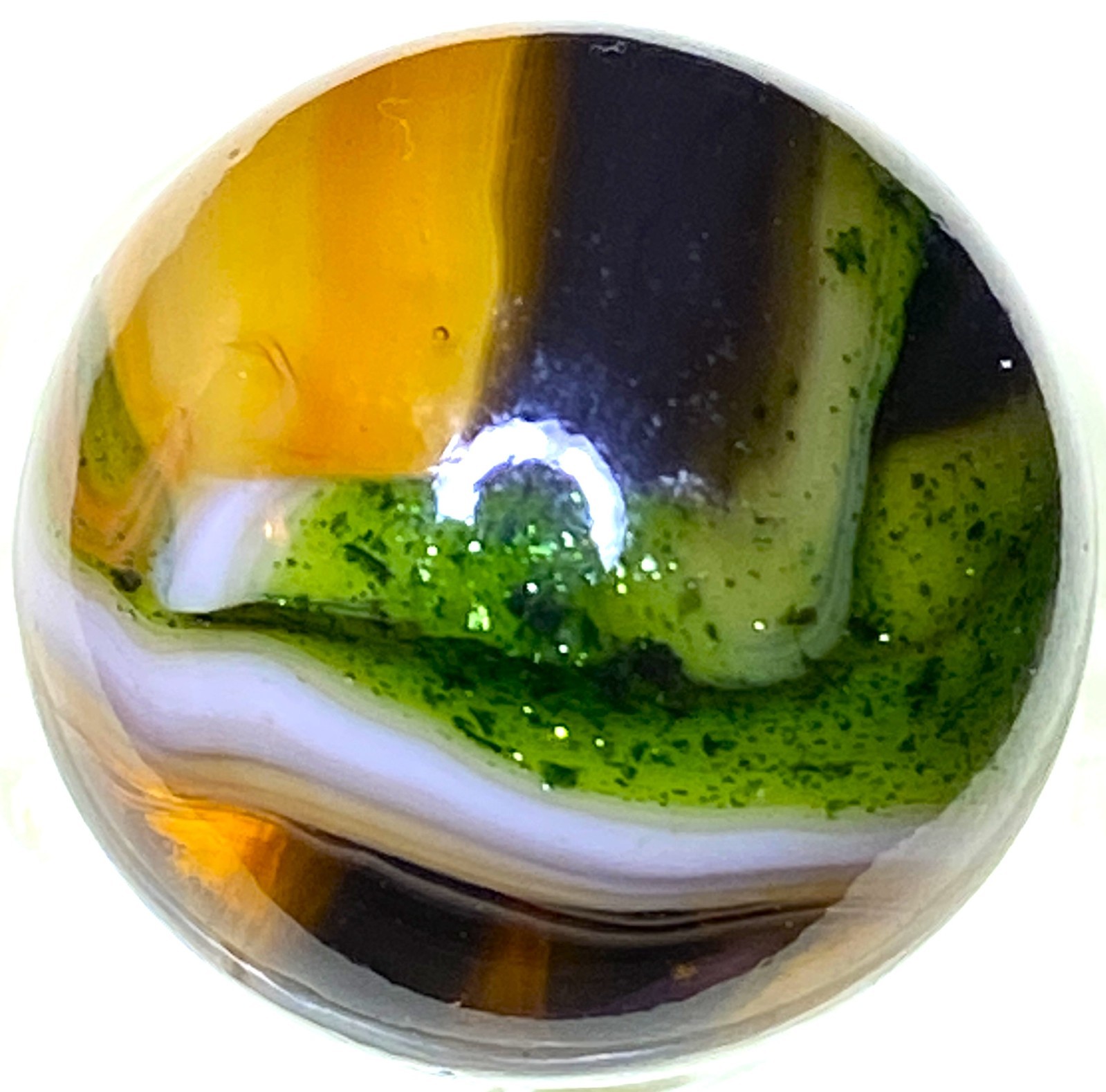 DAS/JABO AVENTURINE / GOLDEN STRIPED COLORED SWIRLED SHOOTER .72" BOX03/391