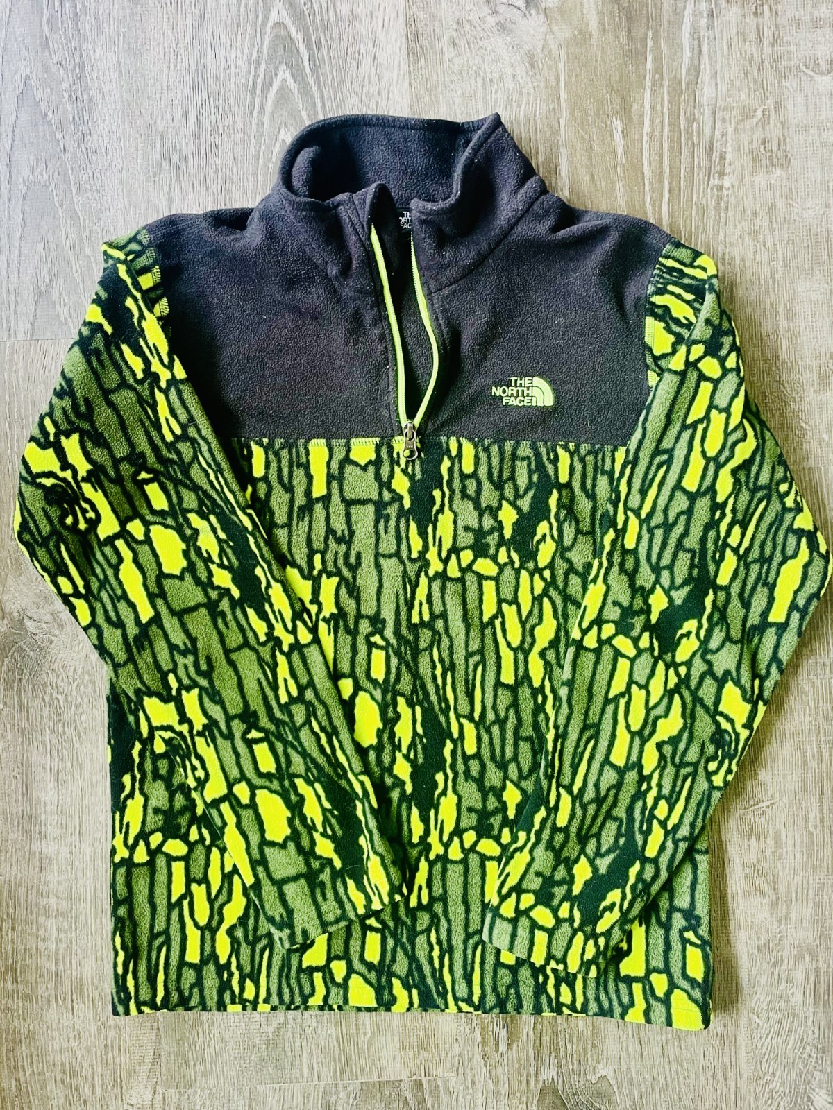 The North Face Boys Fleece 1/4 Zip Pullover Camo Green Black XL  18/20