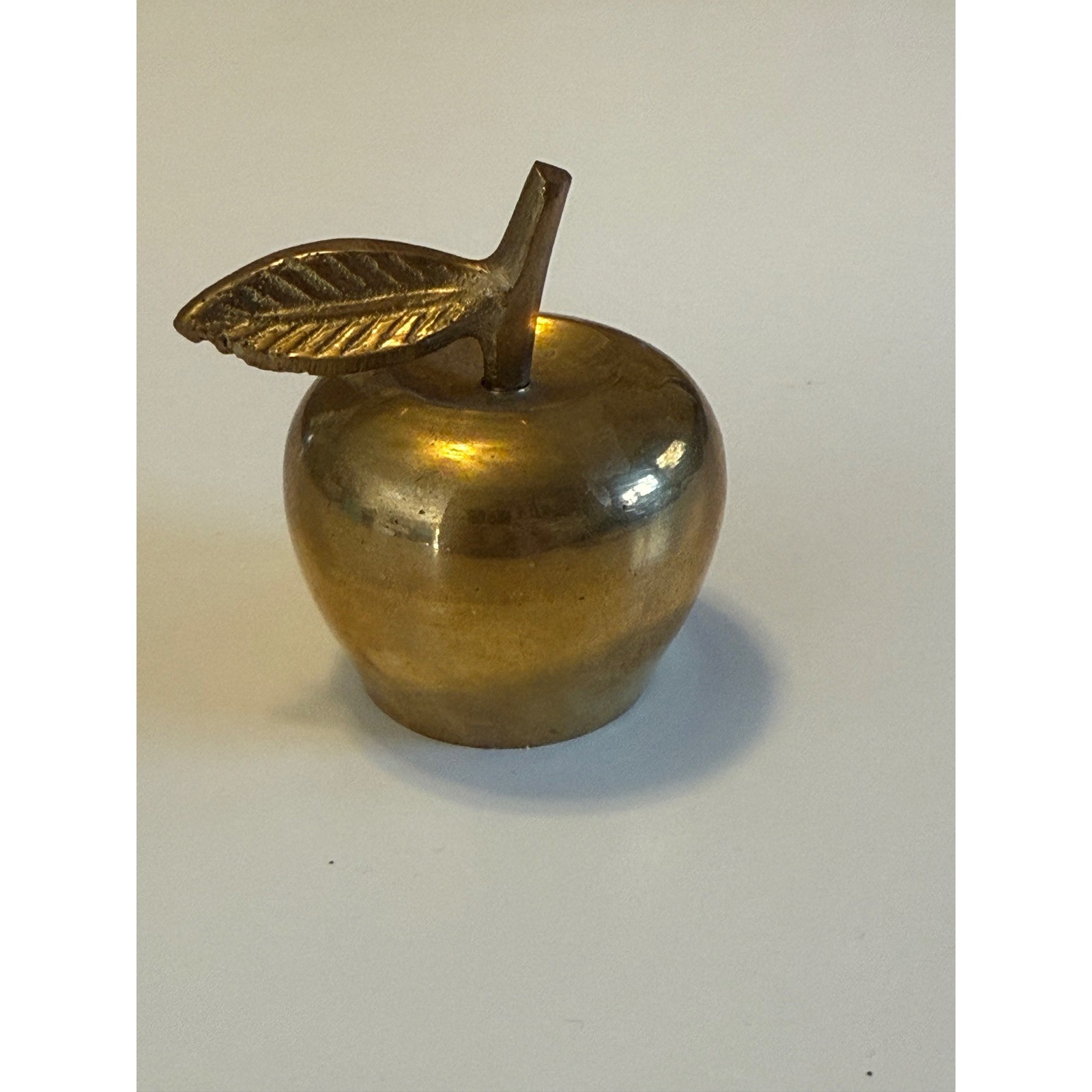 Vintage Solid Brass Apple Paperweight Figurine Decorative Office Decor 3 Inch