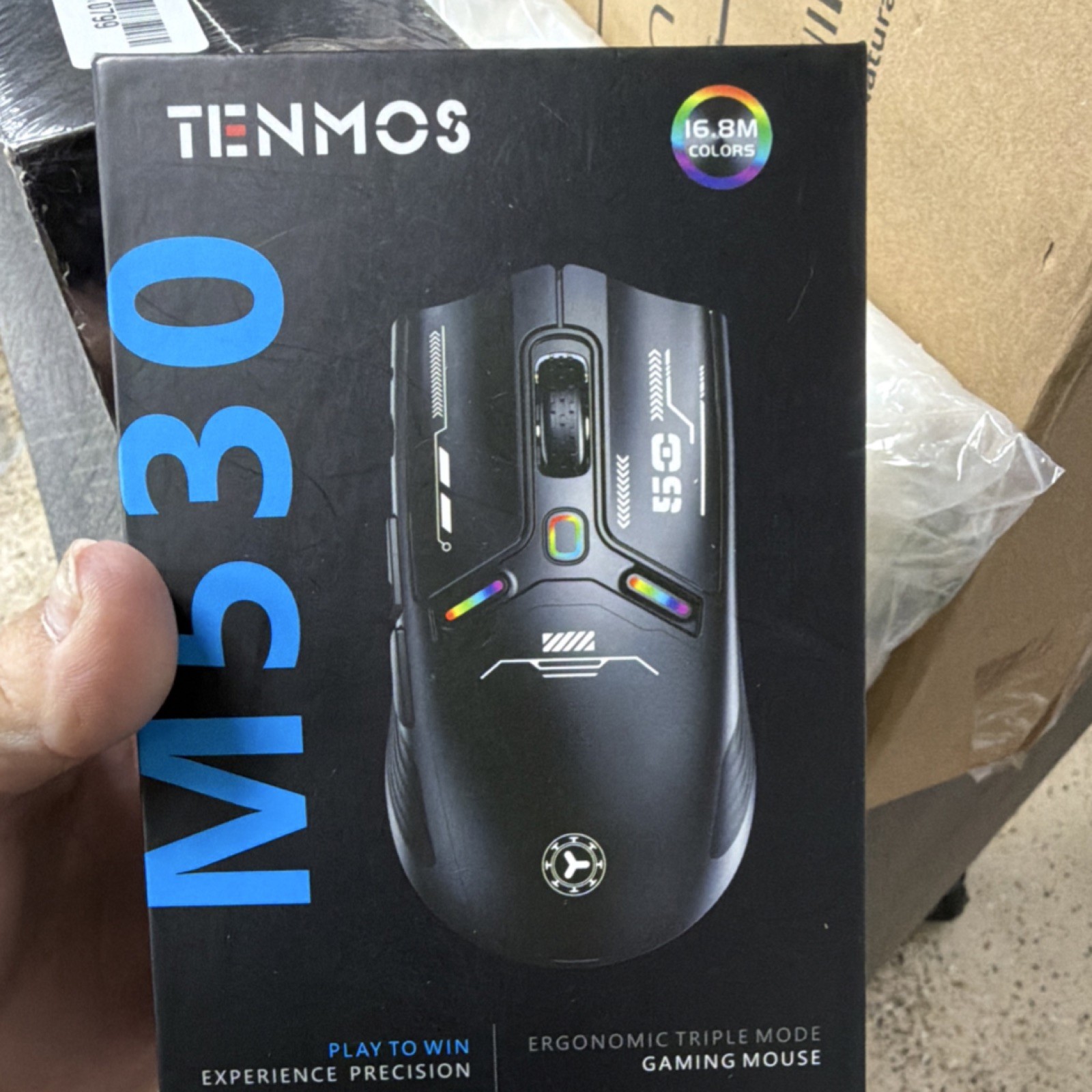 TENMOS M30 Ergonomic Triple Mode Optical Gaming Mouse, 6500 DPI, Black