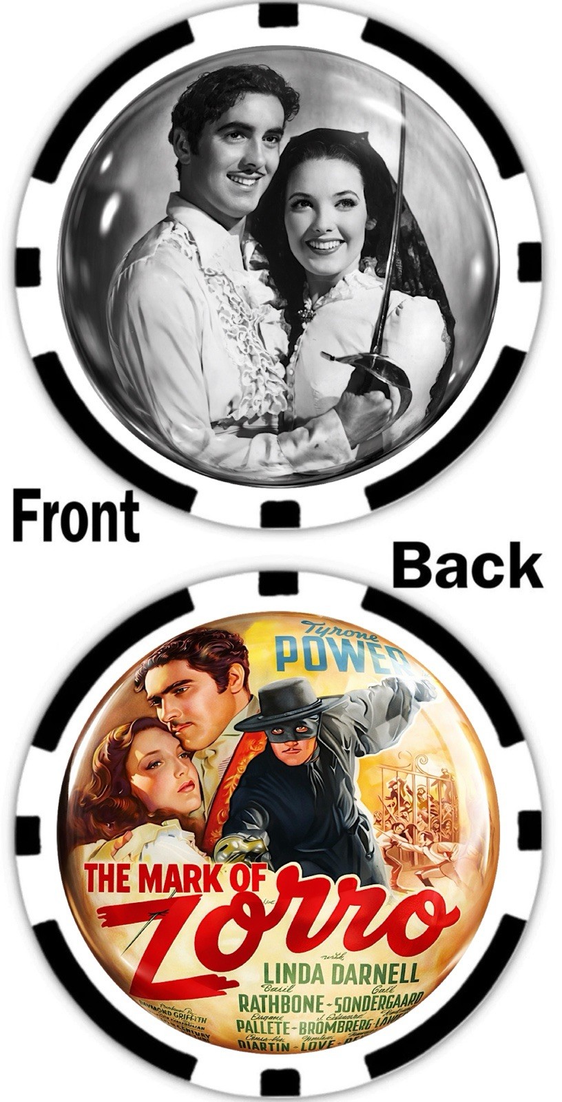 MARK OF ZORRO - Tyrone Power & Linda Darnell - COMMEMORATIVE POKER CHIP