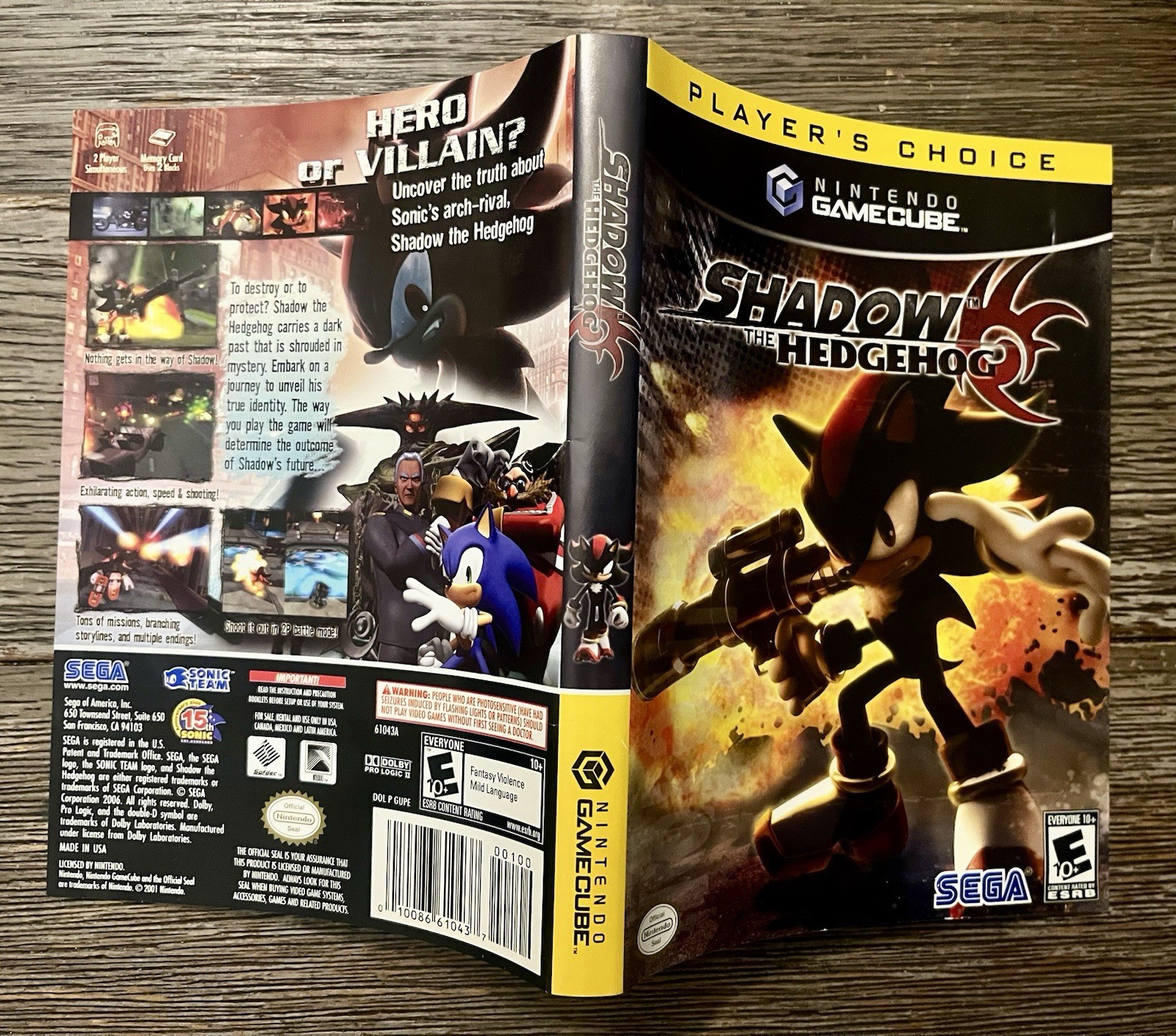 Shadow The Hedgehog Nintendo Gamecube Case Insert Cover Art Only