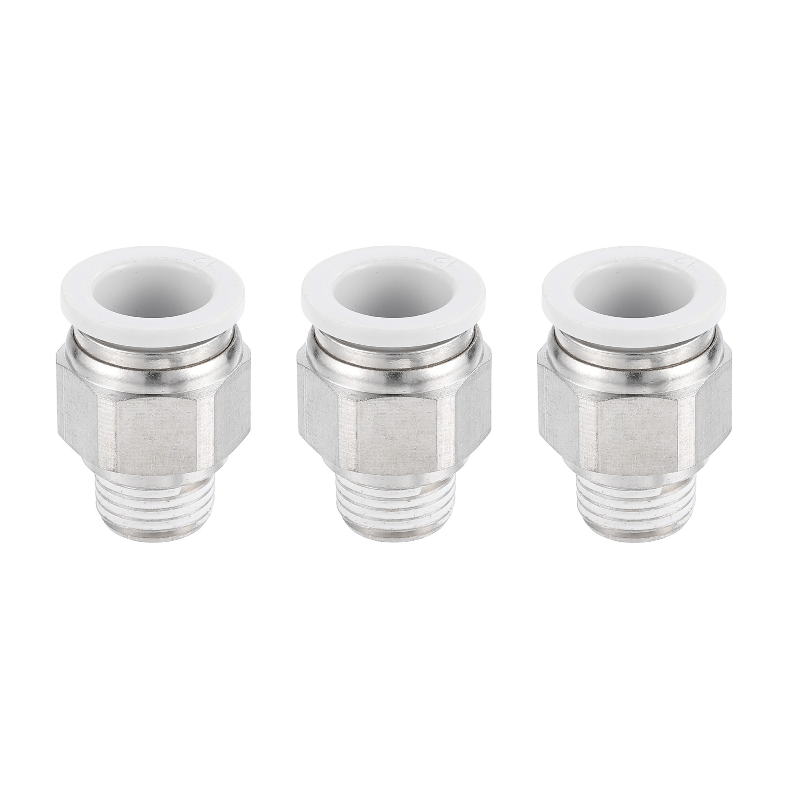 3Pcs Pneumatic Fitting, 12mm Tube OD x 1/4" PT Push to Connect Pneumatic Fitting