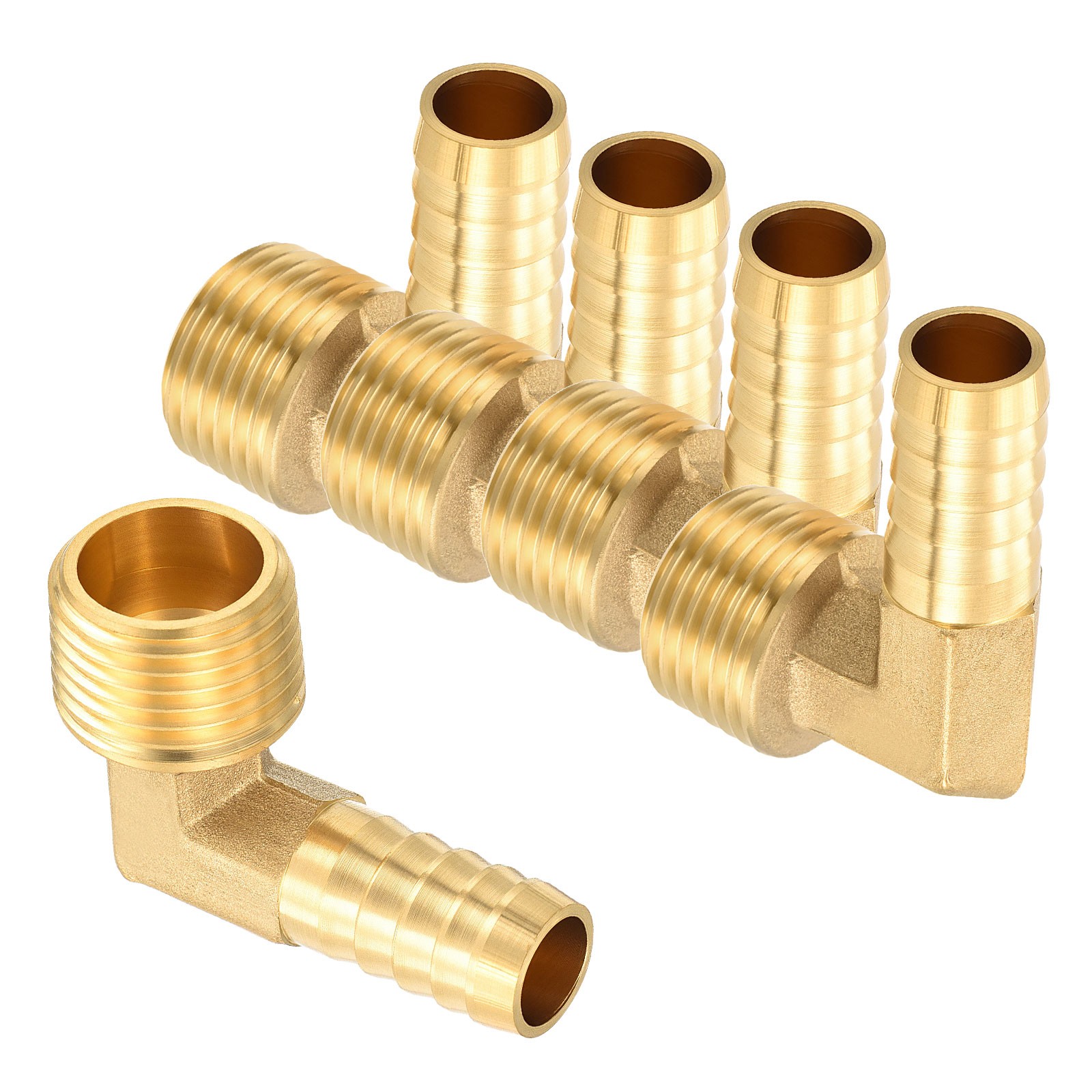 5pcs 90°Hose Elbow 1/4" to 1/4" NPT Male Brass Hose Barb Fitting Splicer Mender