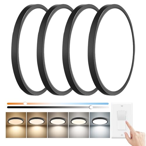 15.8 Inch Dimmable LED Flush Mount Ceiling Light, 32W, 15.8" Dimmable - Black