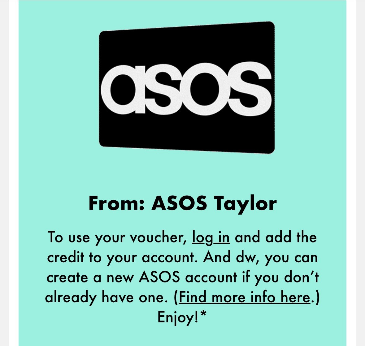 ASOS e gift card voucher $65