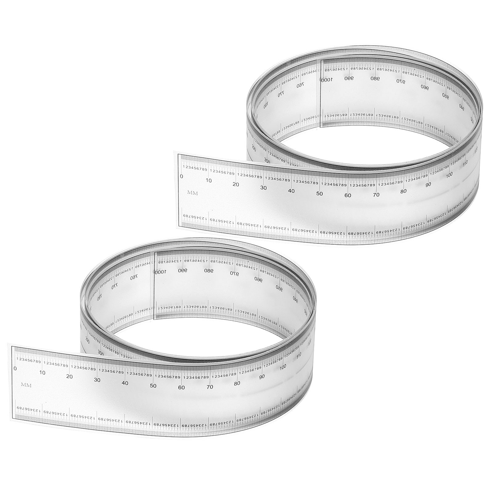 Film Flexible Ruler 100cm 0.1mm Scale with R Angle and Width Lines, 2 Pcs