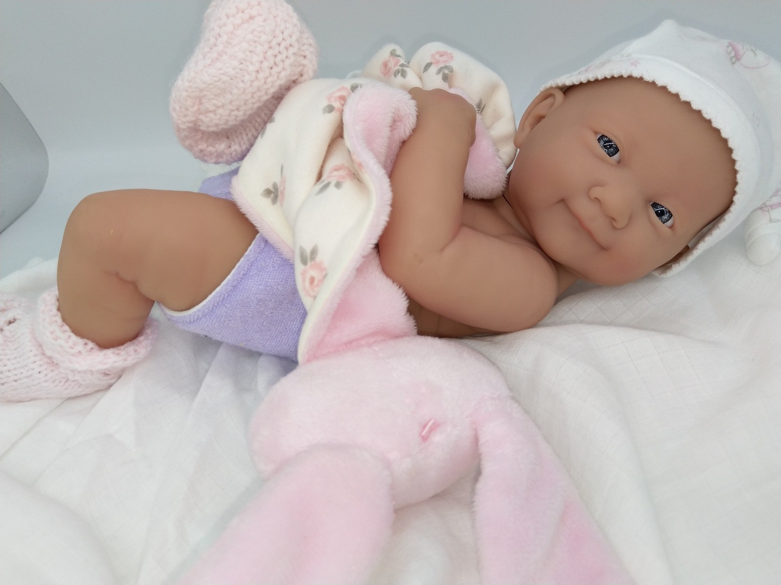 Newborn Berenguer  Doll 13" dressed booties, hat, snuggle, nappy, blanket 23-07