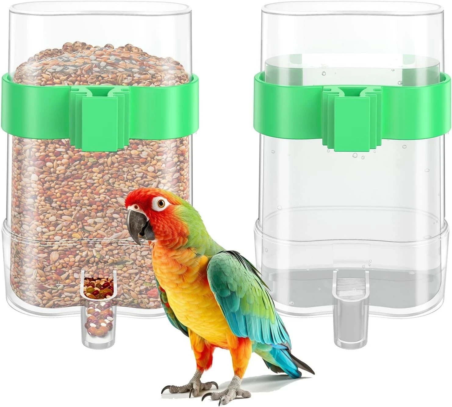 CLPOAWC Bird Water Dispenser, Bird Cage Feeder, Parakeet Cage Accessories, 2