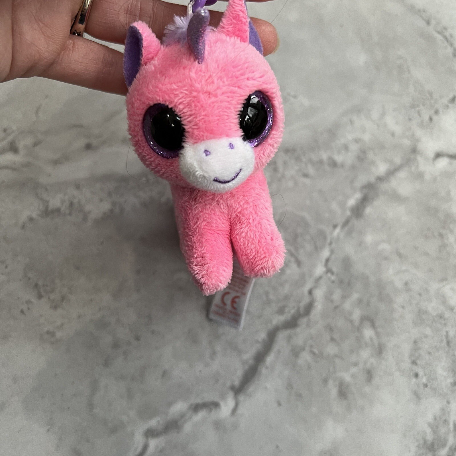 TY Beanie Boos MAGIC the Pink Unicorn Glitter Eyes Plastic Key Clip 3 inch