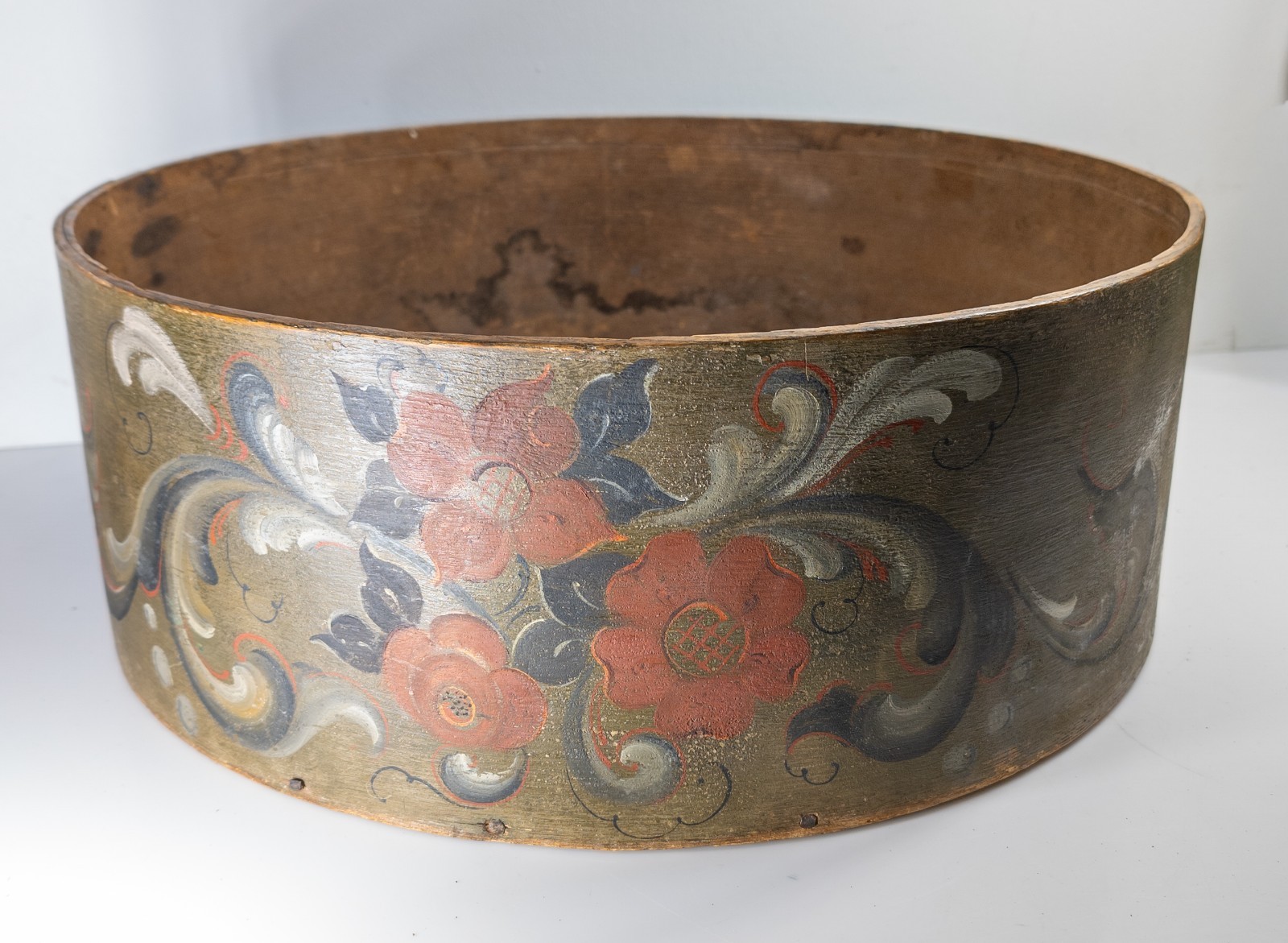 Antique Large 18" Norwegian-American Rosemaling Painted Tine Pantry Box