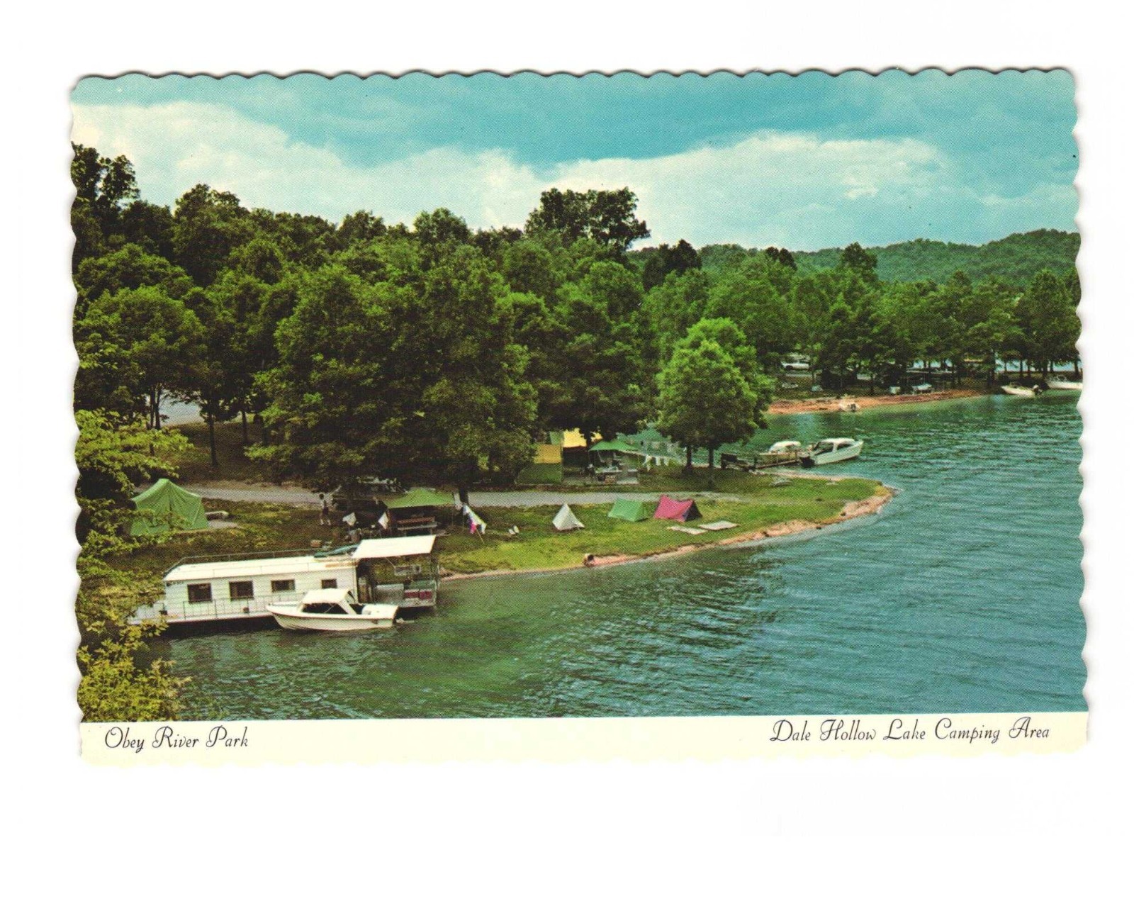 Obey River Park Dale Hollow Lake Camping area Byrdstown TN VTG postcard UNP