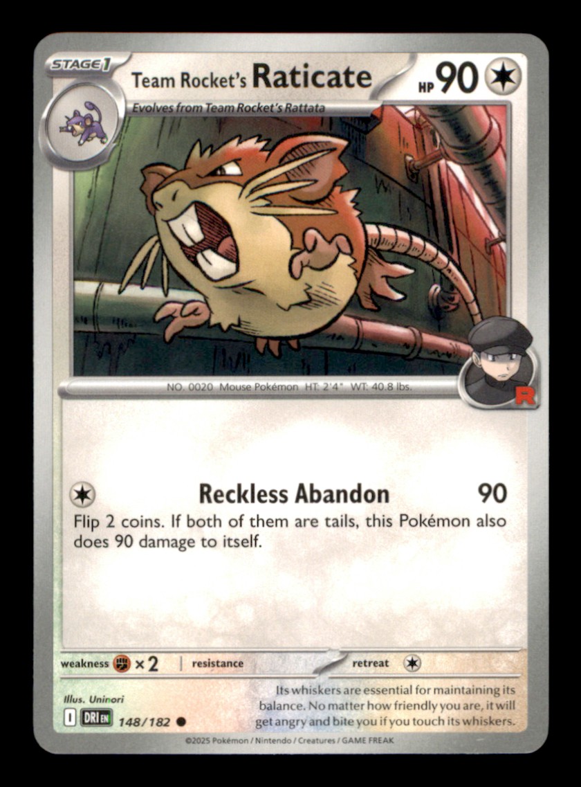 Team Rocket's Raticate Common SV10: Destined Rivals 148/182 NM Normal Pokemon