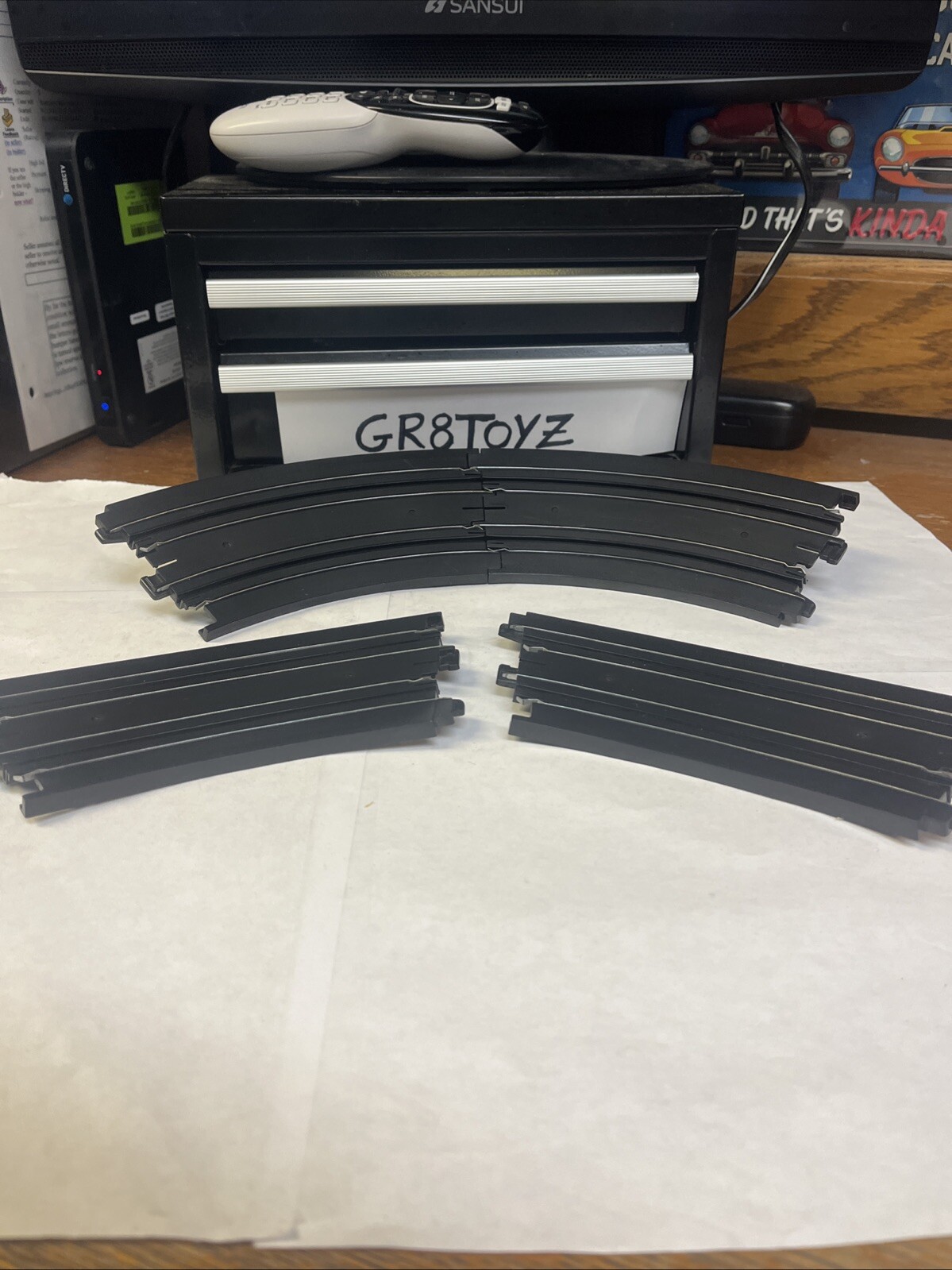 4 Aurora Afx Tomy 9" 1/8 BANKED CURVES slot car track CLEANED AND POLISHED
