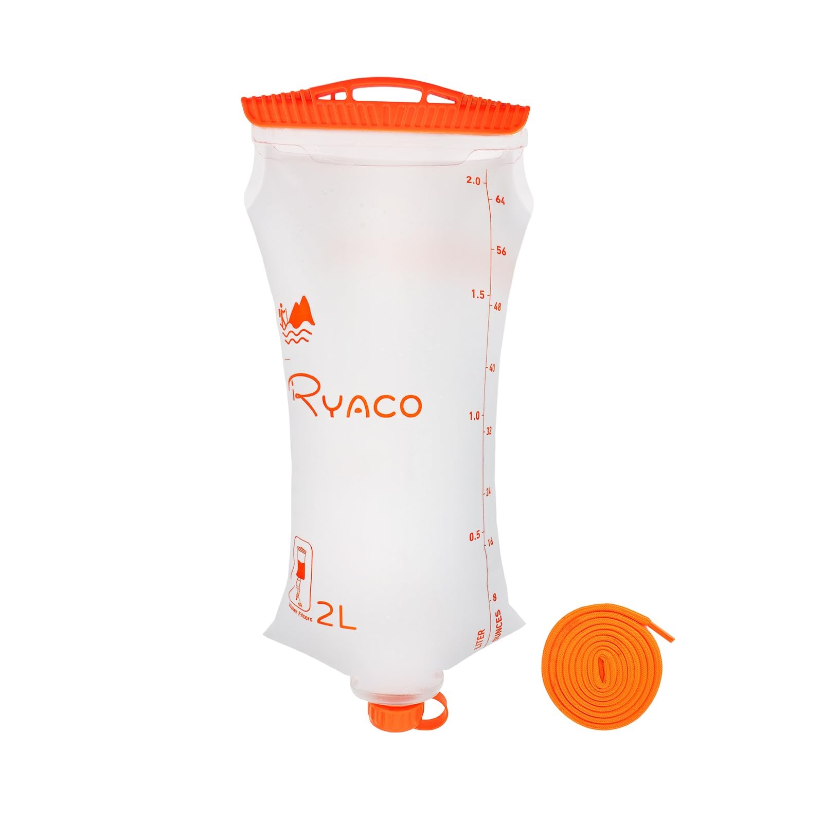 Ryaco Water Bag 2L Compatible with Sawyer Squeeze 67.6 Ounces, Orange 