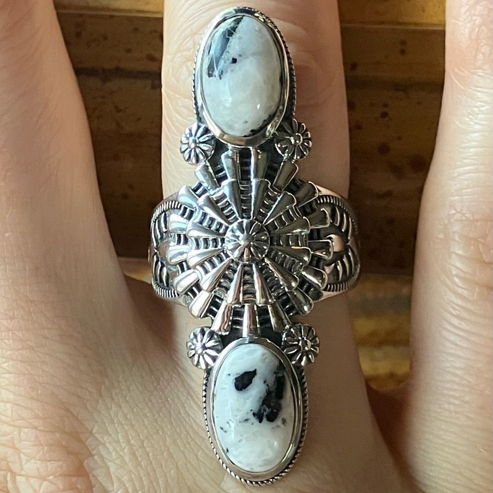 White Buffalo Turquoise Sterling Silver Ring Size 7