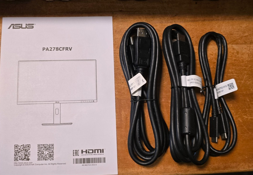 ASUS ProArt PA278CFRV Monitor Cables Lot DisplayPort HDMI USB-C