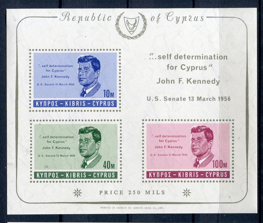 CYPRUS; 1965 early Kennedy issue MINT MNH Unmounted SHEET
