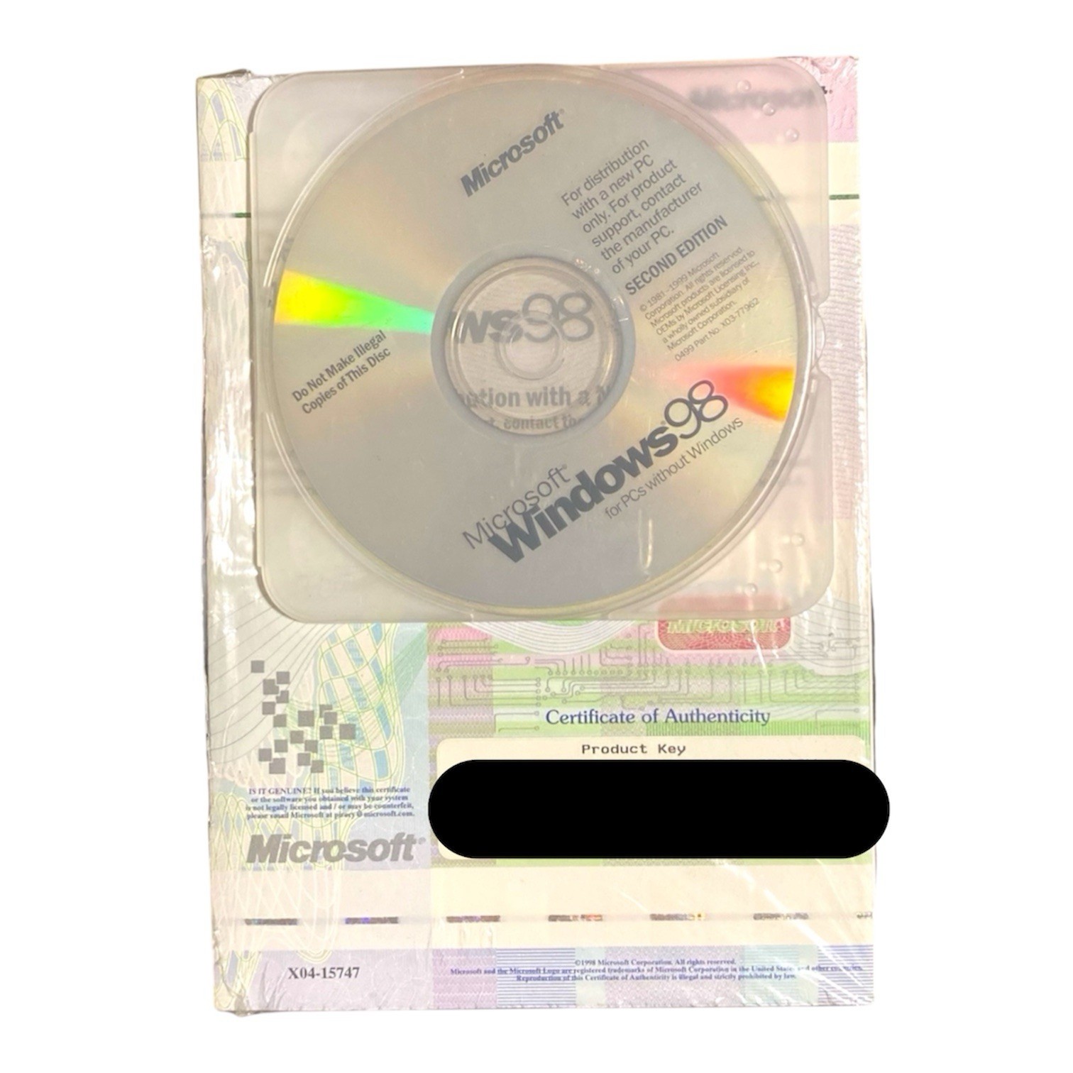 Microsoft Windows 98 Install CD-ROM with Product Key & User Guide