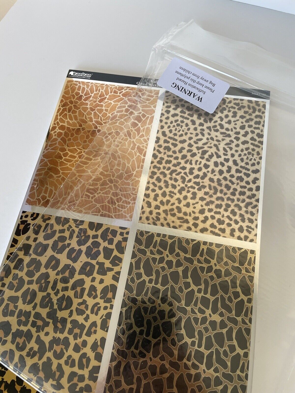 16 KANBAN Quad Metallic and Matte Card Stock Safari Spots and Stripes New