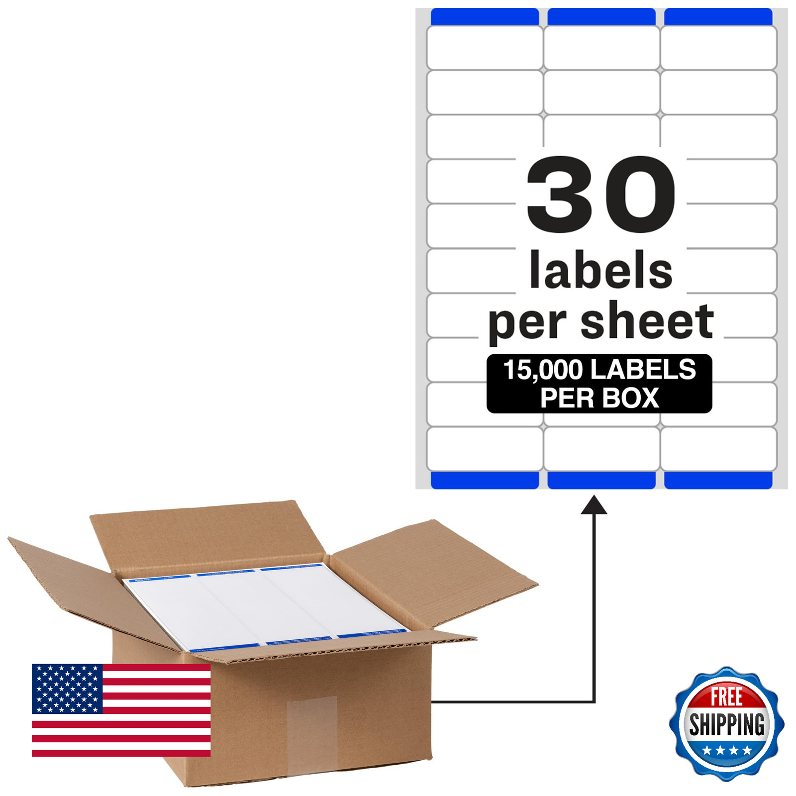 Avery Printable Sure Feed Address Labels 1"x2-5/8" White 15000 Laser Mailing