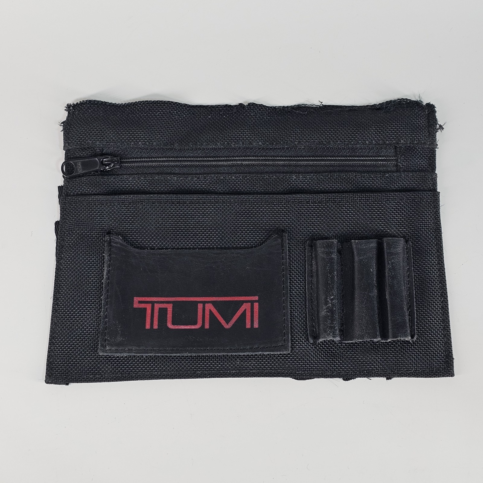 Tumi Luggage Replacement Pocket Black Zip Close Pouch Organizer Leather Nylon