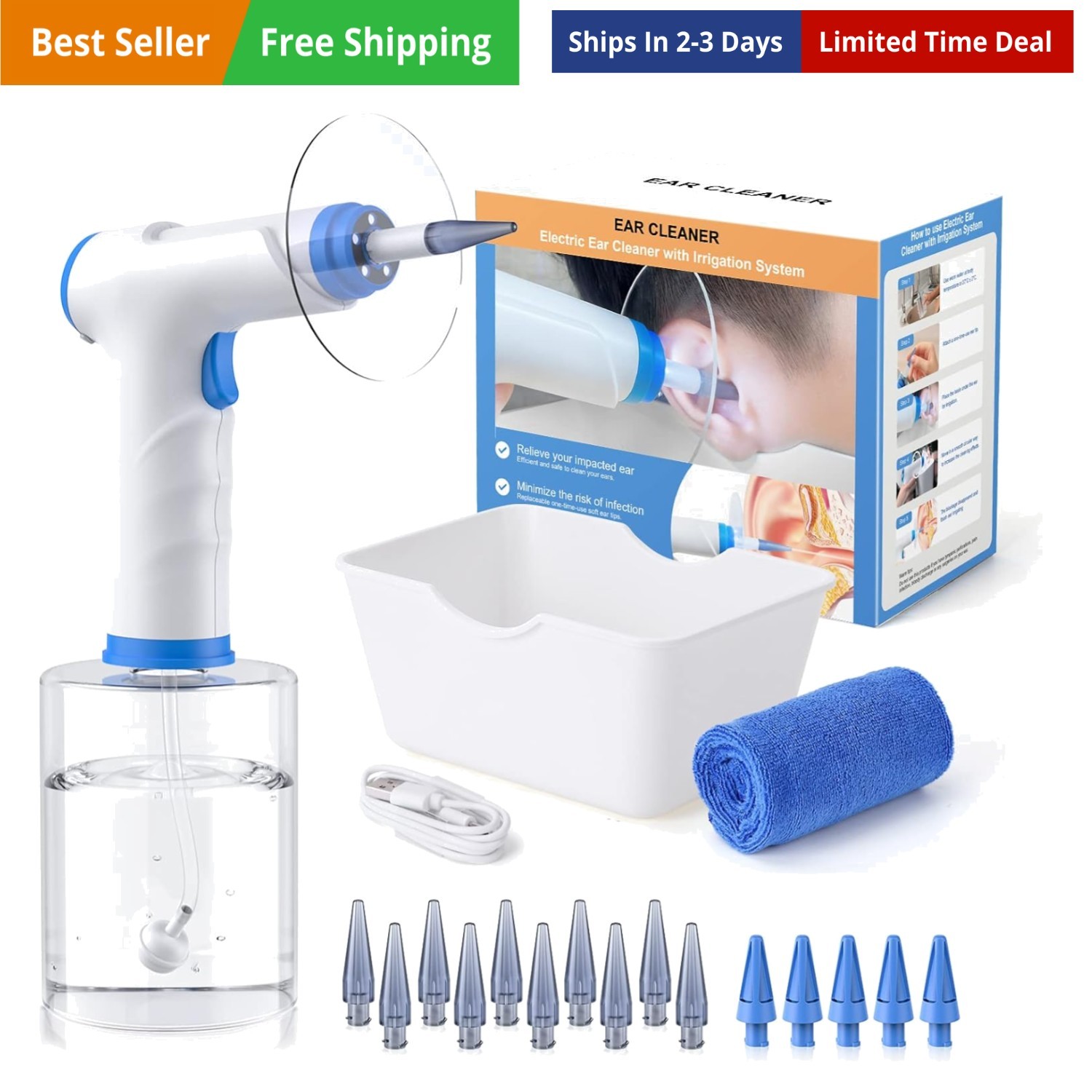 Ear Wax Removal, Electric Ear Cleaning Kit with Light, FSA-HSA-Eligible, Ear ...