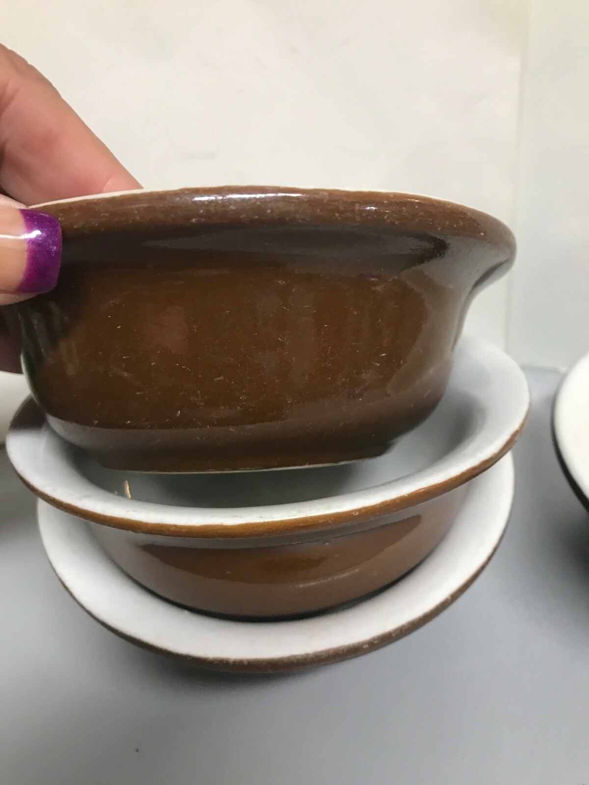 3 VTG HALL SUPERIOR QUALITY KITCHENWARE Brown 5 1/4" BOWLS 