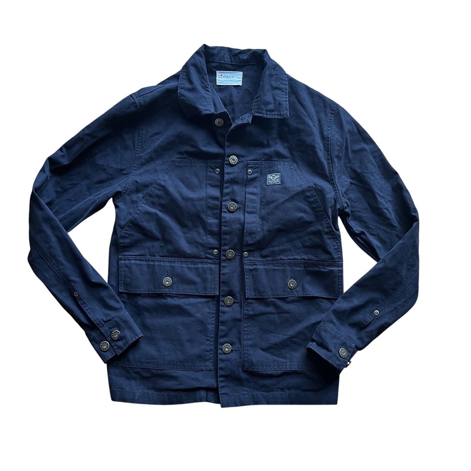 P & Co Black Denim Jean Jacket Men's XS Streetwear Moto Biker Workwear Vintage