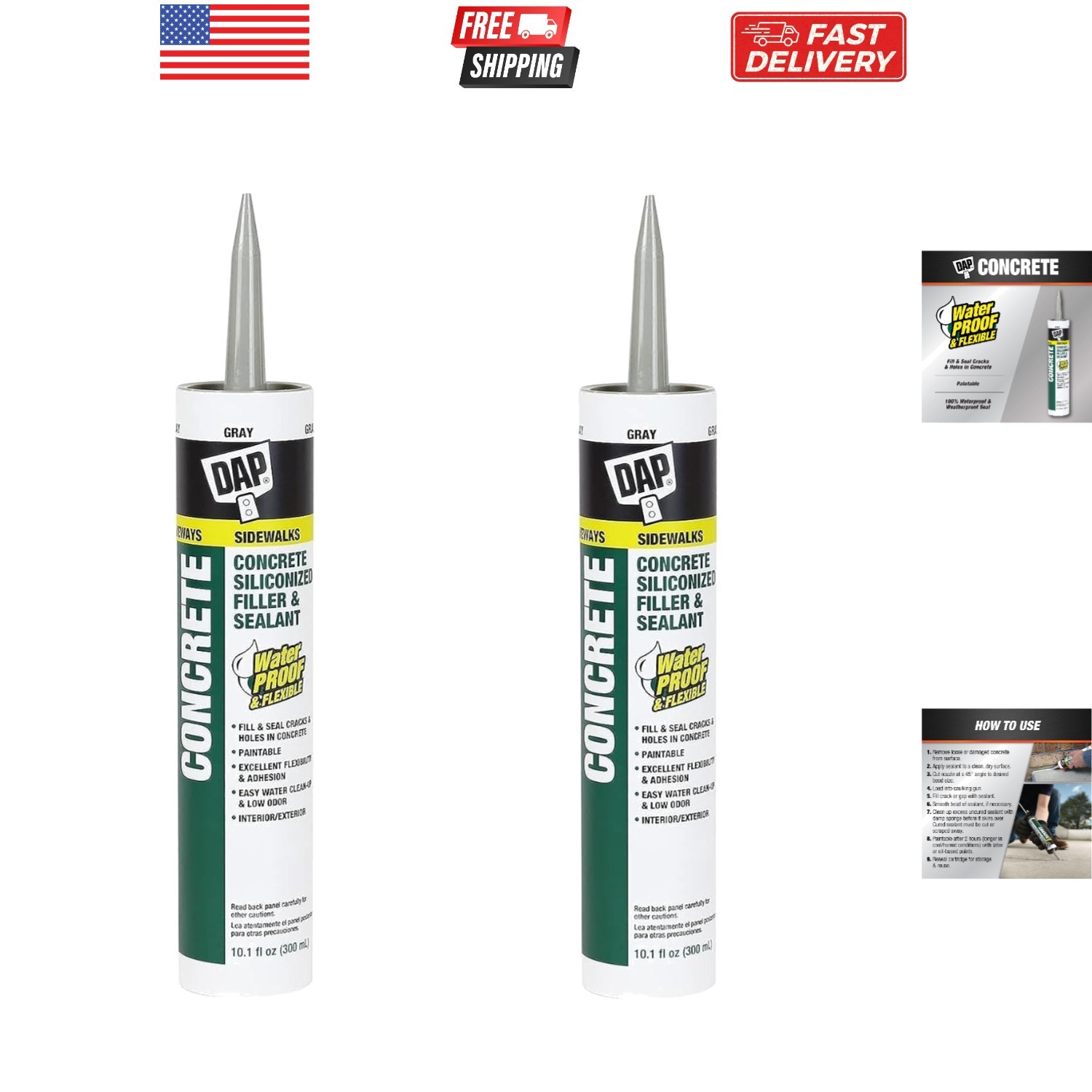 Concrete Watertight Filler and Sealent 10.1 Ounce Gray | Pack of 2