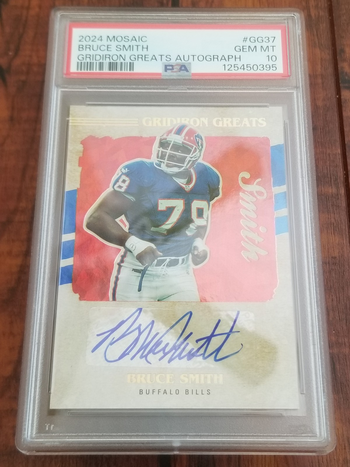 Bruce Smith 2024 Panini Mosaic NFL #GG37 Gridiron Greats Auto Card - PSA 10
