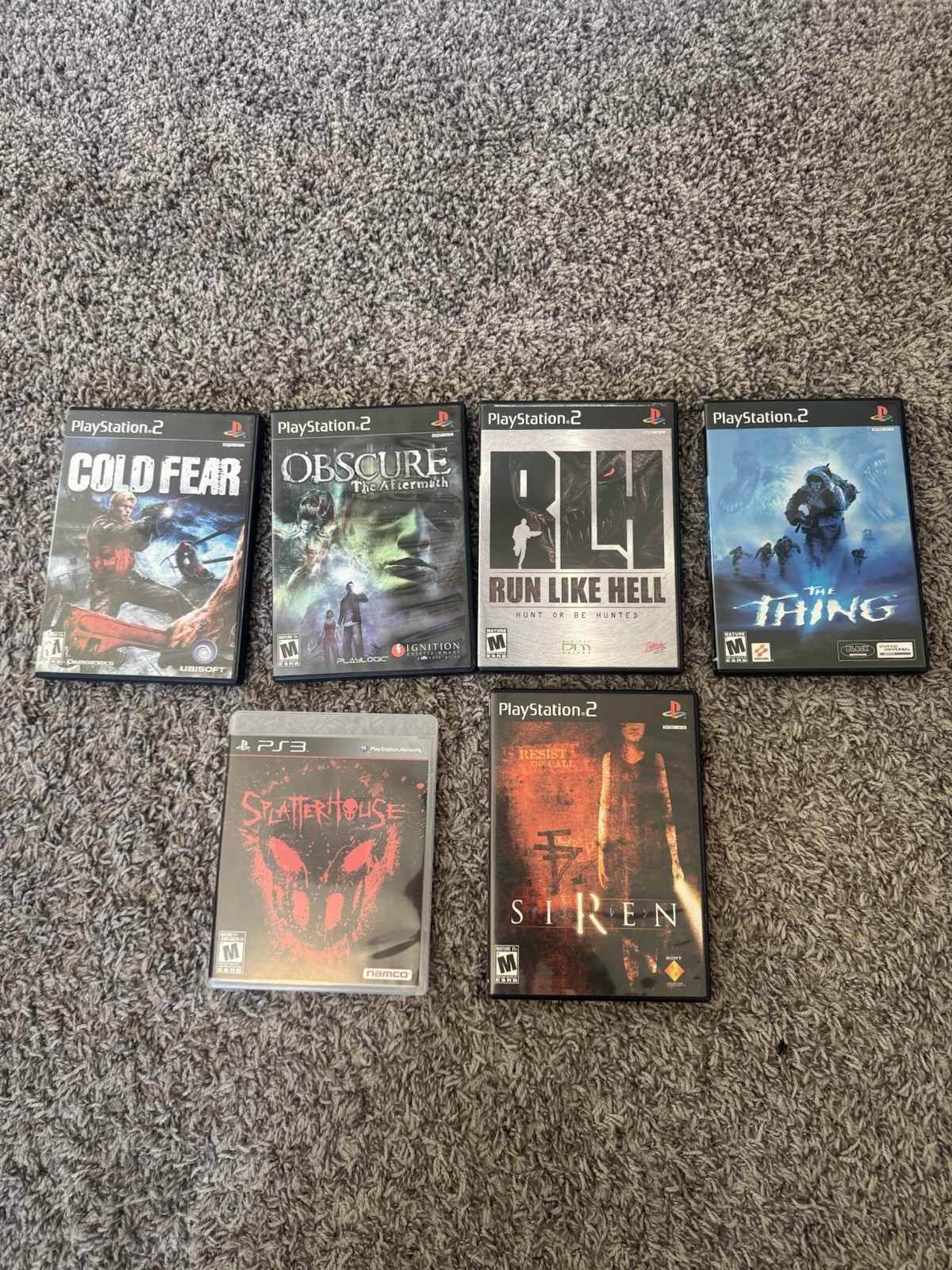 PS2 & PS3 HORROR 6 GAME LOT SIREN COLD FEAR RUN LIKE HELL SPLATTERHOUSE CIB