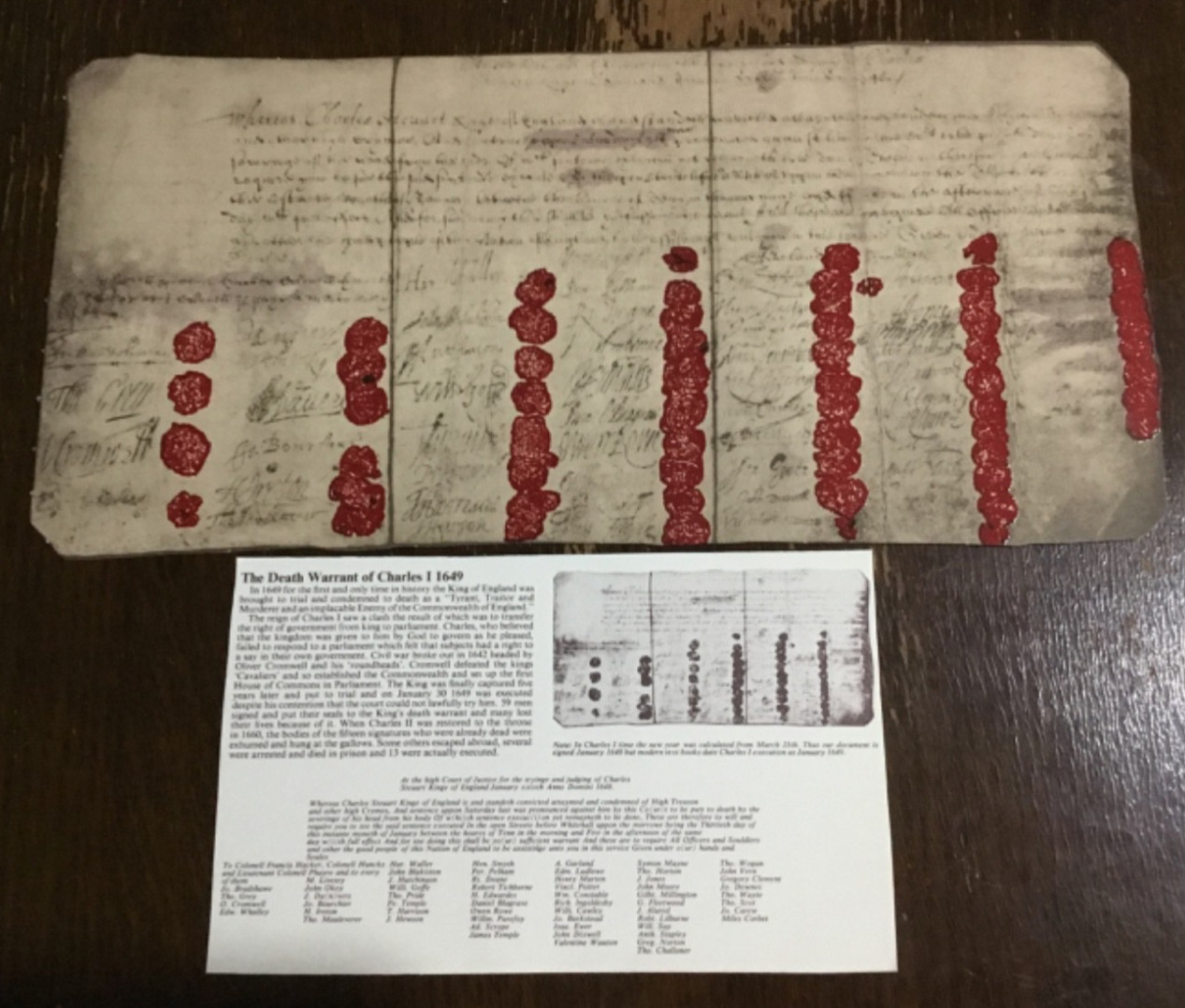 KING CHARLES I DEATH WARRANT 1649 : Exact Reproduction Of The Original