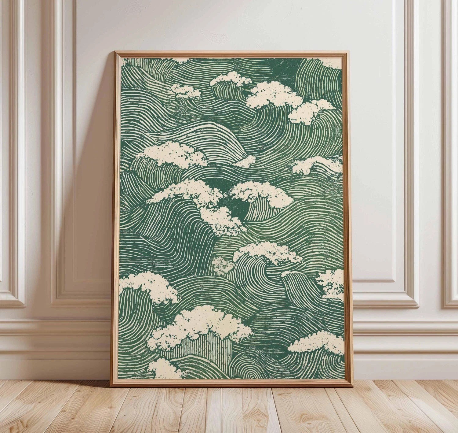 Japanese Wave Pattern Minimalist Ocean Art Poster