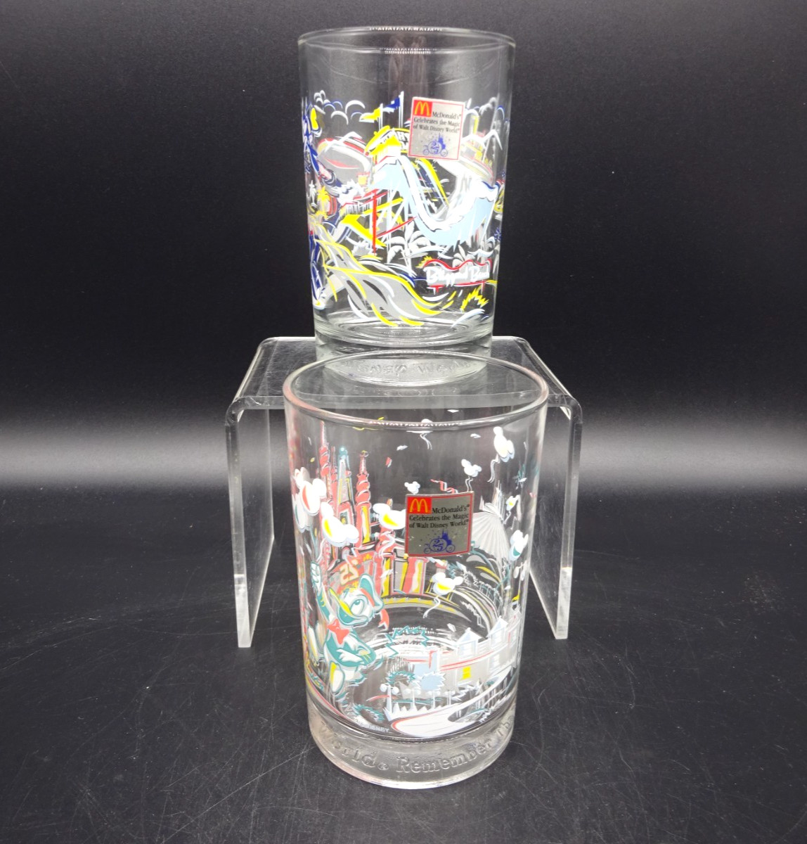 Goofy & Donald Glass McDonald's Disney World Remember the Magic 25th Anniversary