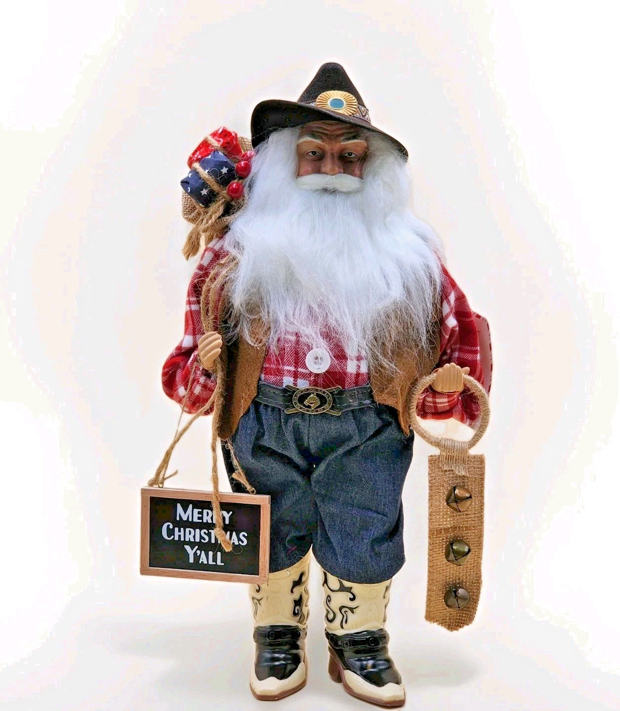 North Pole Trading Co Cowboy Santa 18" Figurine Western Boots Original Tags JCP